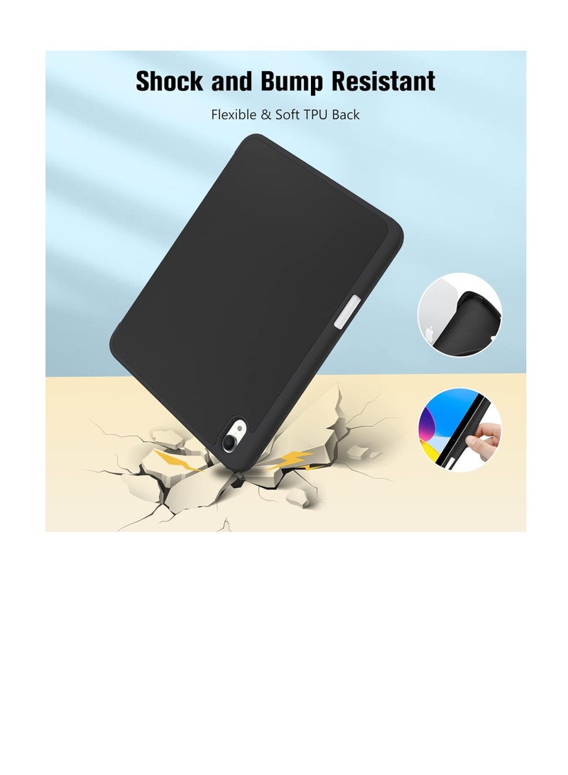 iPad 10th Gen Case 2022 10.9-inch Case, Slim Stand Hard Back Protective Smart Cover with Pencil Holder for iPad 10th Generation 10.9” 2022 Release A2696 A2757 A2777 -Black - Image 4