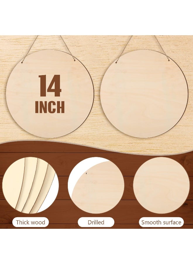 Suzile 20 Pcs Wood Rounds for Crafts Unfinished Blank Round Wooden Signs Circles Discs for DIY Christmas Home Decor Painting Door Hanger Design14 Inch - Image 3