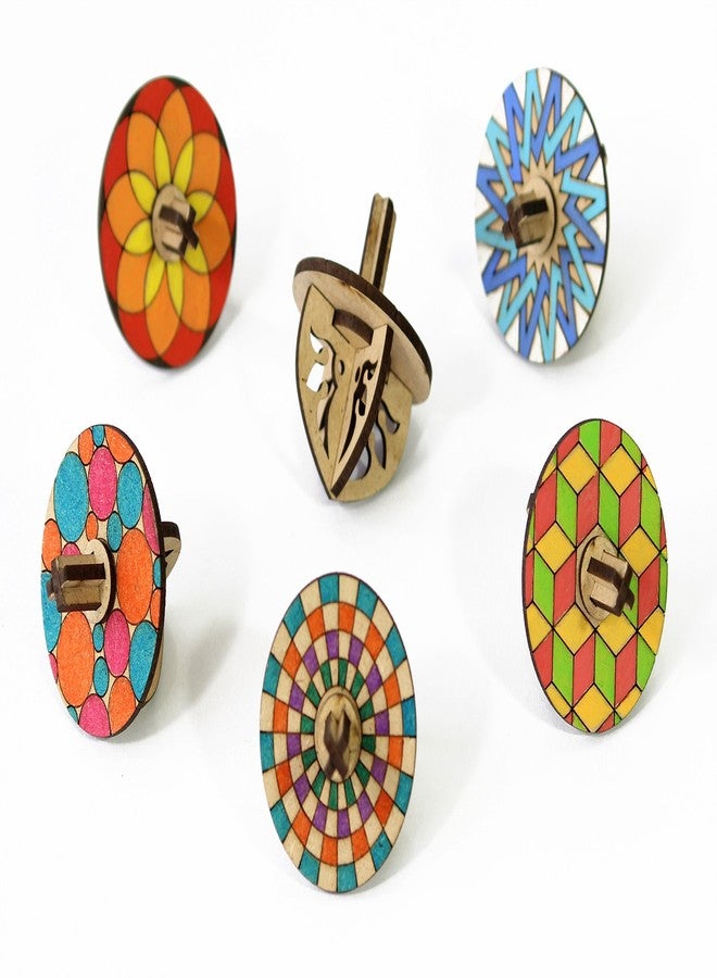 Funvention Birthday Return Gifts (Pack of 6) - DIY Spinning Tops (Mandala Art) Set of 6 Build, Color, Play, Art & Craft Coloring Activity Party Pack Return Favors for Kids (6 Tops & 8 Colors Per Set) - Image 3