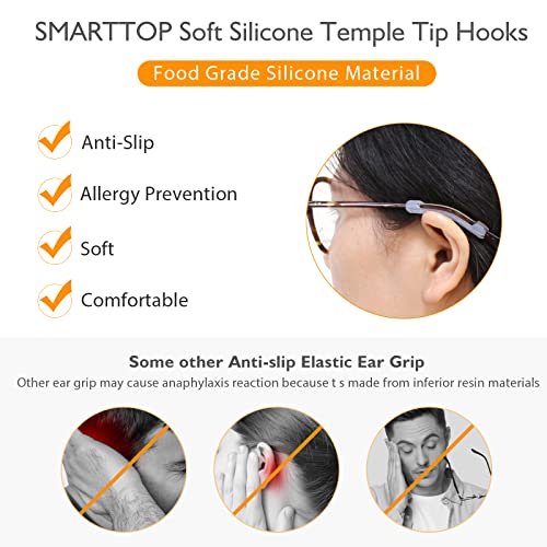 SMARTTOP Silicone Eyeglasses Temple Tips Sleeve Retainer, Anti-Slip Elastic Glasses Ear Grip Comfort Eyeglasses Retainers Behind The Ears for Reading Glasses Sunglasses - Image 2