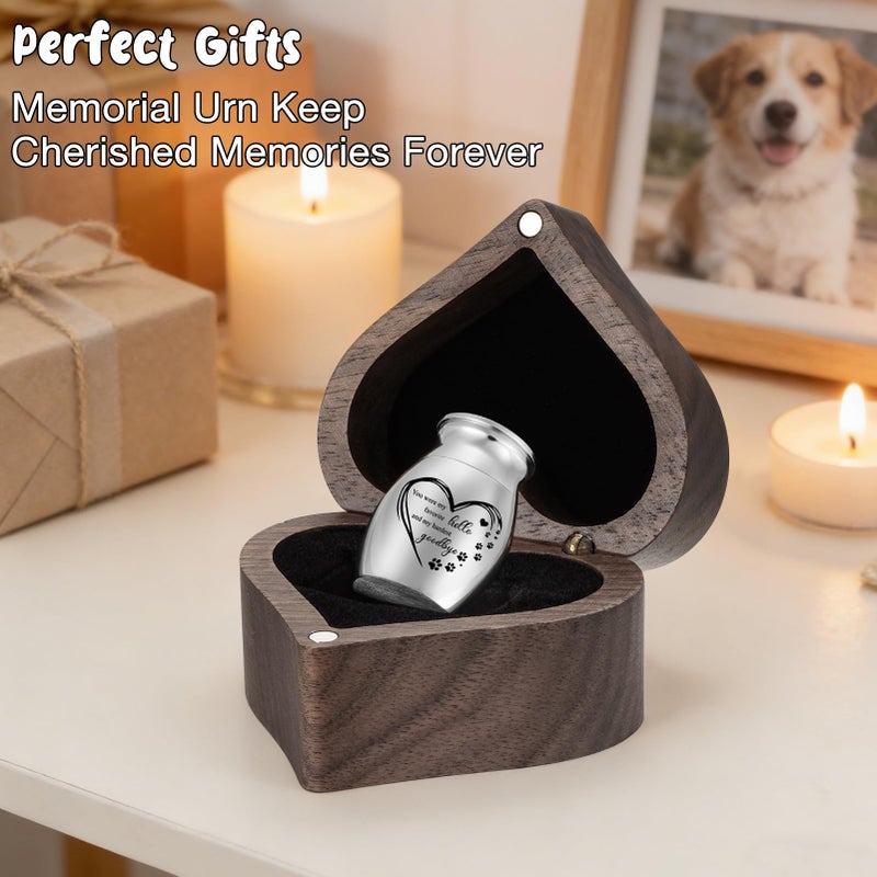 SOITIS Small Pet for Dog Cats Urns for Ashes Wooden Heart Box, 1.18 Inches Stainless Steel Pet Urns for Cat Ash Customized Memorial Urn-Small Size Box Urn - Image 4