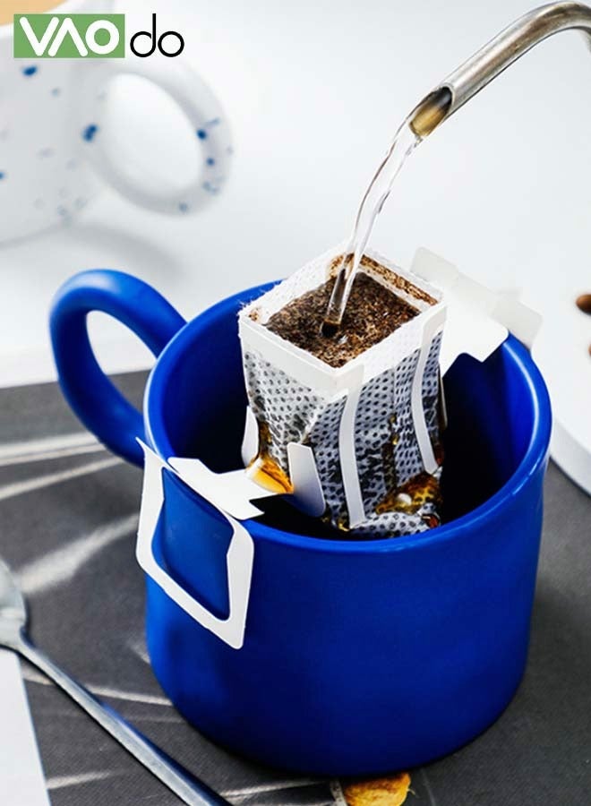 فاو دو 2 قطعة كوب قهوة إبداعي كوب سيراميك لعصير القهوة وعصير الماء والحليب المنزلي والمكتب كوب سيراميك بمقبض فريد أزرق وأبيض 450 مللي - Image 2