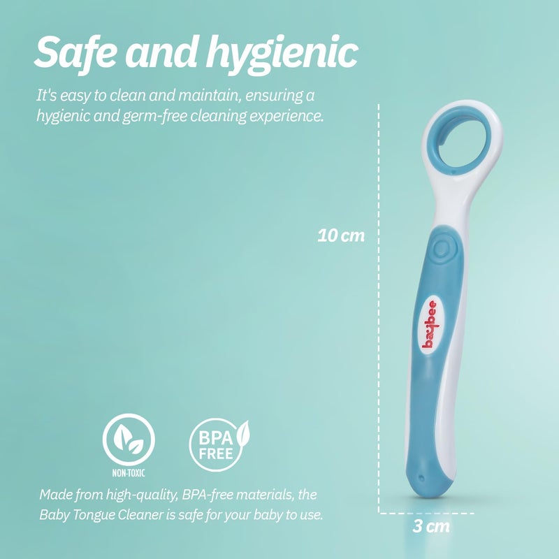 Baybee Soft Silicone Baby Tongue Cleaner BPA Free Oral care with Anti Chock Shield | Baby Kids Infant Tongue Brush for 6+ Months (Blue) - Image 4