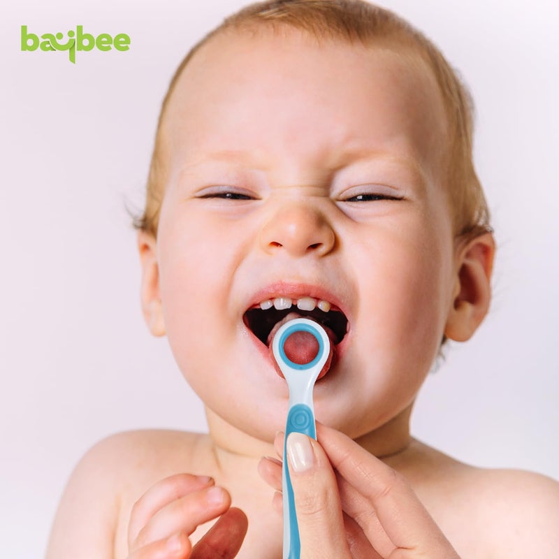 Baybee Soft Silicone Baby Tongue Cleaner BPA Free Oral care with Anti Chock Shield | Baby Kids Infant Tongue Brush for 6+ Months (Blue) - Image 5