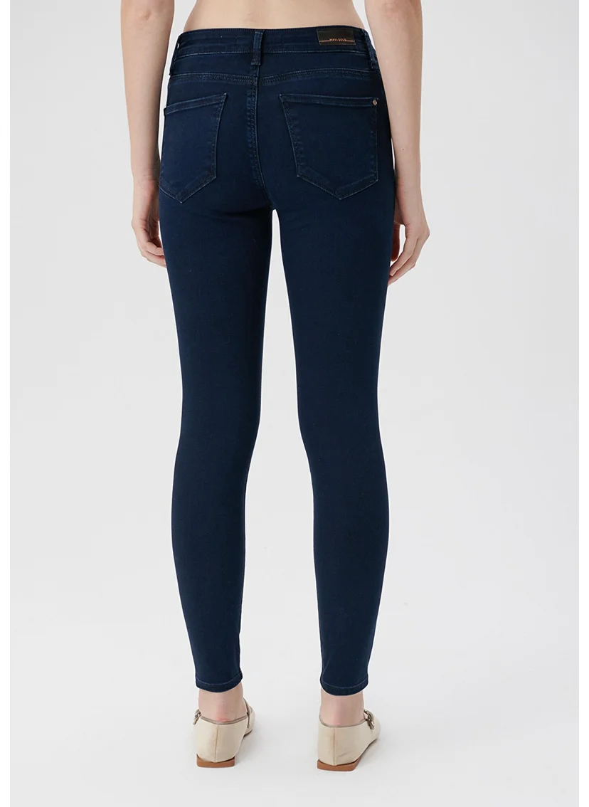 مافي Blue Women's Tess Dark Blue Gold Luxury Jean Trousers 100328-82196