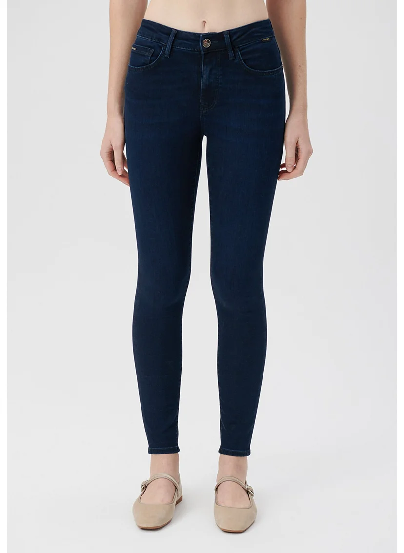 مافي Blue Women's Tess Dark Blue Gold Luxury Jean Trousers 100328-82196