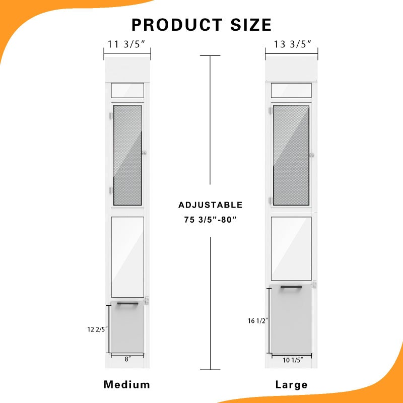 FurrFinesse Doggy Door for Sliding Glass Door, Adjustable Height 75 3/5" to 80" Sliding Door Doggie Door Insert with Screen Design, Suitable for Medium Dogs Up to 30 lbs, New - Image 3