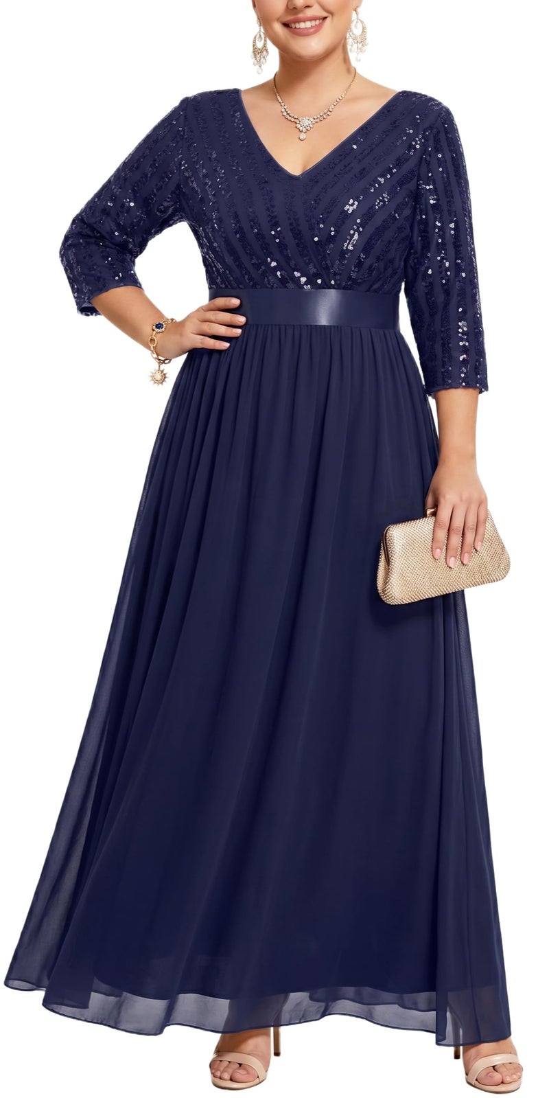 Talisea Mother of the Bride Dresses Plus Size Navy Blue Formal Dress Long Evening Gowns Elegant Prom Party Wedding Guest - Image 1