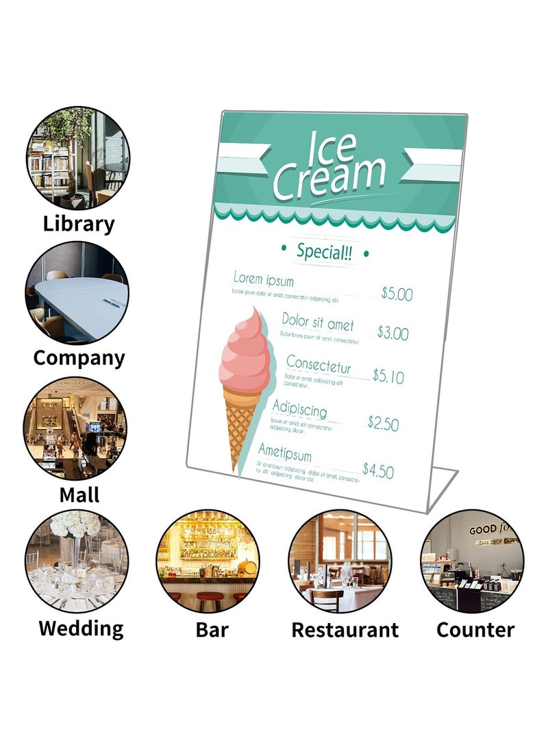 TPGP A4 Acrylic Sign Holder, 5-Pack L-Shape Display Stands - Clear Acrylic Poster Menu Holders for Table, Restaurant, Hotel, Documents, and Office Use - Image 5