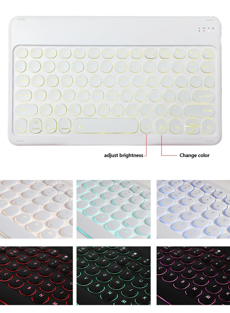 Universal Portable Wireless Bluetooth Keyboard for iPad/iPhone/Tablet, Backlit Mini Wireless Keyboard for Phone, Multi-Device Rechargeable Small Bluetooth Keyboard, White, Ultra-Slim, 7-Color - Image 4