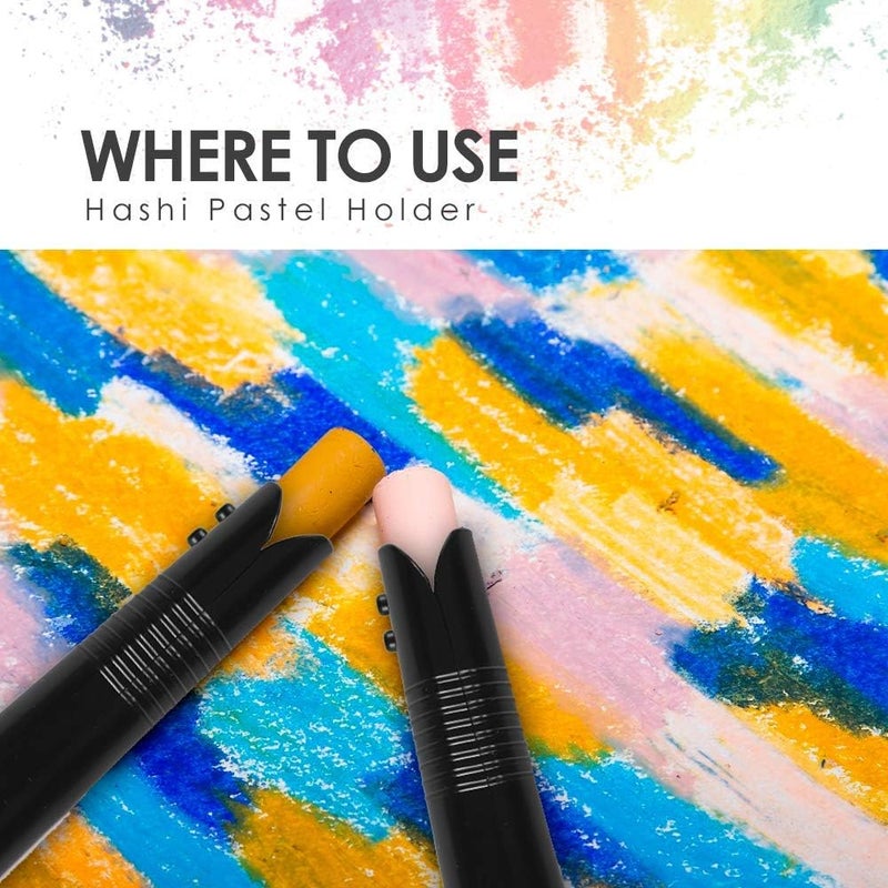 Hashi Adjustable Pastel Holder Set (2pcs), Universal Art Stick Extender for Soft Pastels, Charcoal & Erasers, Professional Grip Tool for Adult Artists, Prevents Breakage & Stains - Image 5