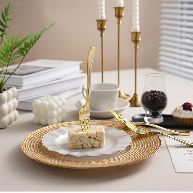 N9R 100Pcs Gold Plastic Forks  Solid  Durable And Heavy Duty Gold Plastic Forks Disposable  Perfect Utensils For Parties  Weddings  Thanksgiving  Picnics  Christmas And Daily Use - Image 5