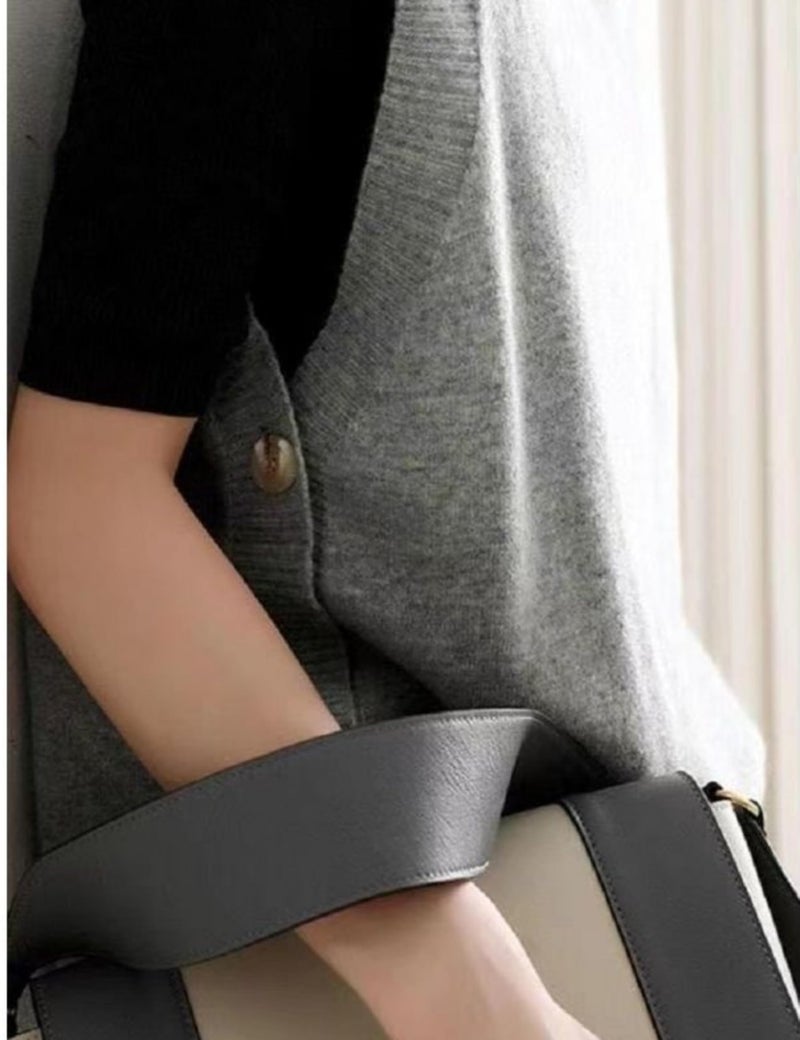 HangNiFang Women's Round Neck Sleeveless Pullover Ribbed Knit Sweater Vest Top (0199-Grey-L) - Image 4