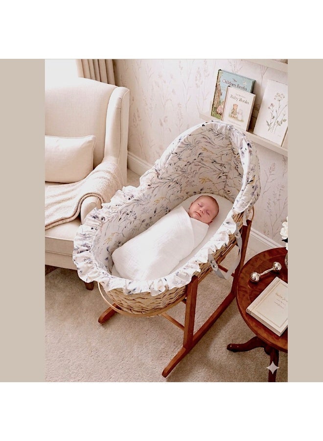 Kinder Valley Little Garden Pod Moses Basket with Muslin Blanket and Grey rocking Stand - Image 4