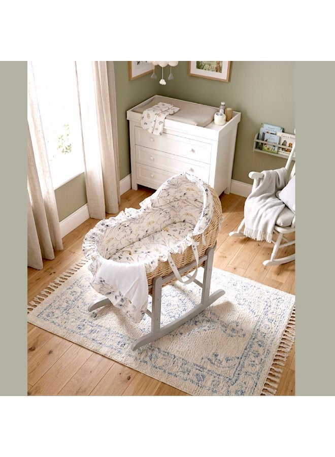 Kinder Valley Little Garden Pod Moses Basket with Muslin Blanket and Grey rocking Stand - Image 3