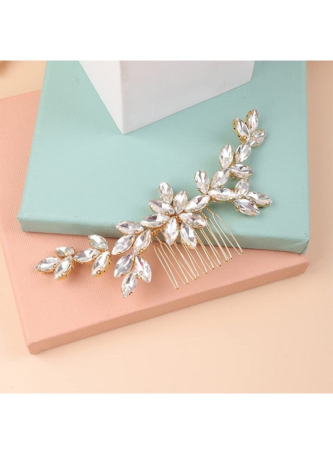 BERYUAN Hair Comb, Gold Crystal Teardrop Rhinestone, Women Handmade Item, Perfect for Mother's Day Gifts, Hair Accessories for Women and Girls, Fashion Jewelry Hair Accessory - Image 1
