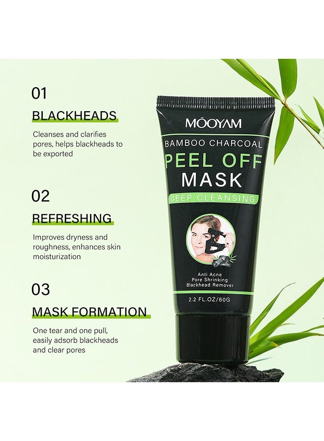 MOOYAM Blackhead Removal Peeling Mask , Pull-Off Bamboo Charcoal Mask Deeply Cleans Blackhead Dirt And Purifies Pores for Men and Women(60g)  - Image 2