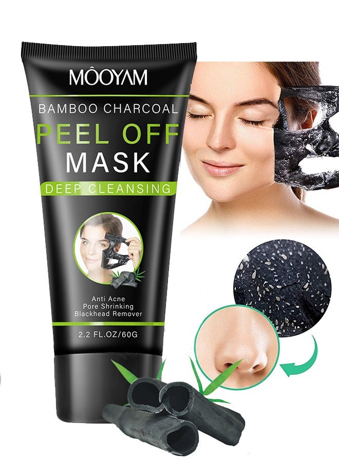 MOOYAM Blackhead Removal Peeling Mask , Pull-Off Bamboo Charcoal Mask Deeply Cleans Blackhead Dirt And Purifies Pores for Men and Women(60g)  - Image 1