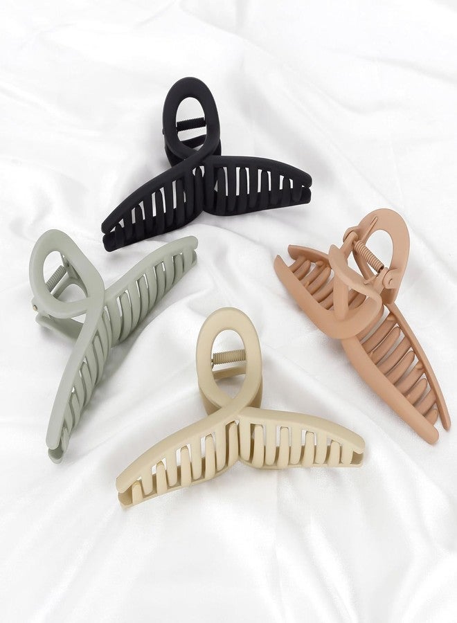 WHISKET - Large Hair Claw Clips for Women Thin Thick Curly Hair, Big Matte Banana Clips,Strong Hold jaw clips,Multi Colors (Pack Of 4) (fancy Claw Clips) - Image 2