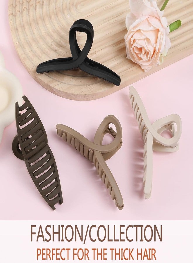 WHISKET - Large Hair Claw Clips for Women Thin Thick Curly Hair, Big Matte Banana Clips,Strong Hold jaw clips,Multi Colors (Pack Of 4) (fancy Claw Clips) - Image 4