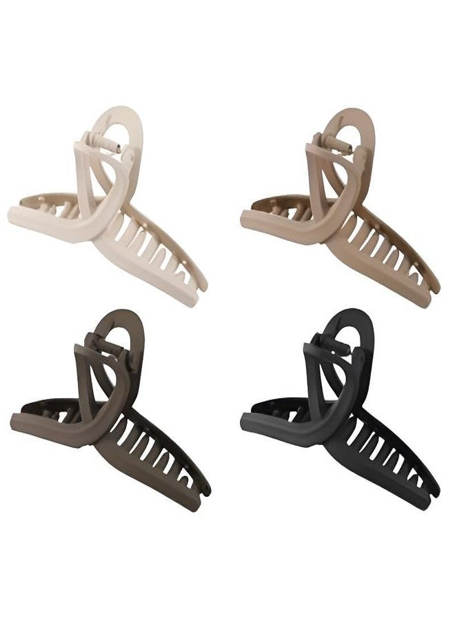 WHISKET - Large Hair Claw Clips for Women Thin Thick Curly Hair, Big Matte Banana Clips,Strong Hold jaw clips,Multi Colors (Pack Of 4) (fancy Claw Clips) - Image 1