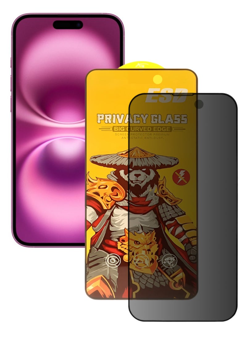 ESD Tempered Dustproof Privacy Glass Screen Protector Compatible For iPhone 16 Plus - Image 1
