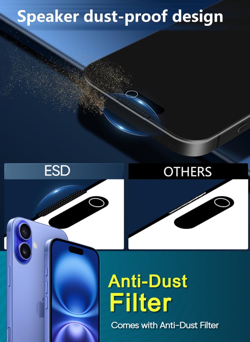ESD Tempered Dustproof Privacy Glass Screen Protector Compatible For iPhone 16 Plus - Image 3