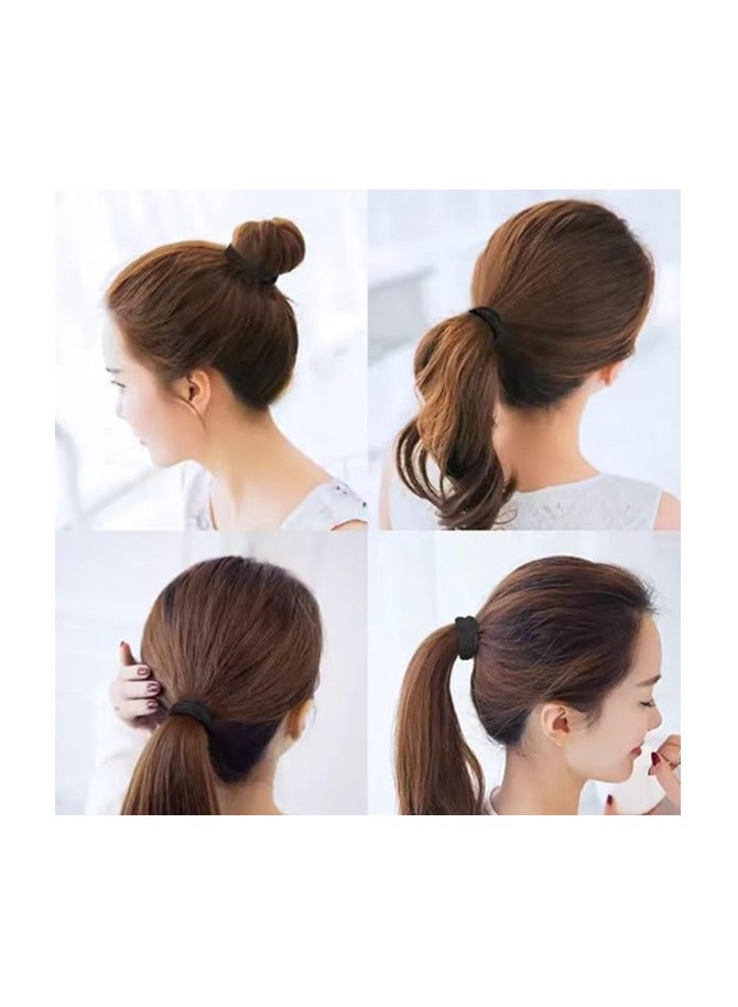 توك شعر سوداء سادة أستك بدون خياطة 10 قطعه، ربطات شعر مرنة وثقيلة من القطن لجمع الشعر وتسريحة ذيل الحصان، للنساء والبنات، ، أسود - Image 5