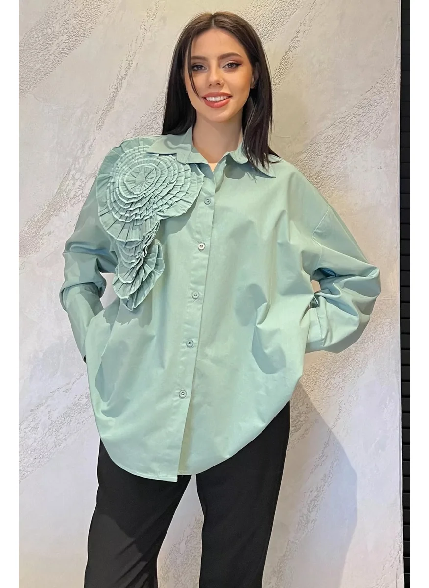 Gülseli Rose Detailed Stylish Women's Shirt