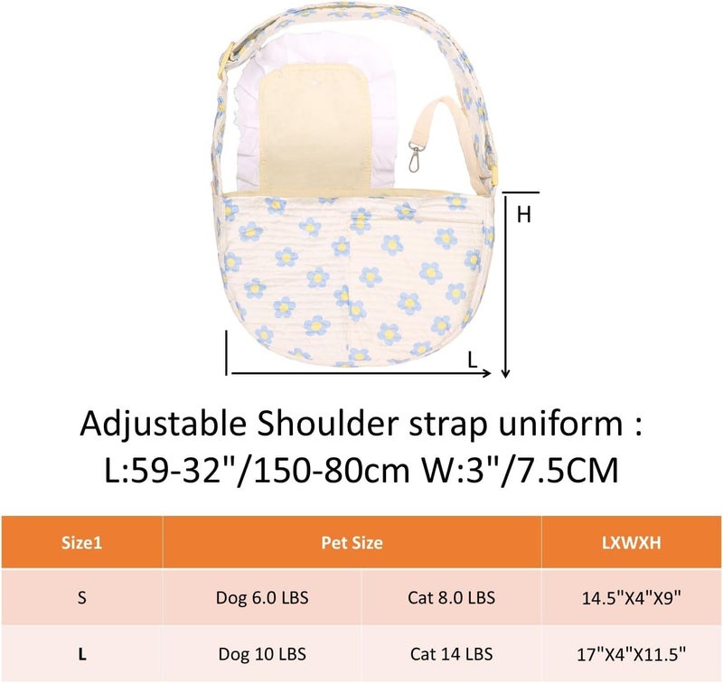 KASTWAVE Practical versatile construction Floral Print Pet Carrier Bag, for Small Dogs and Cats, Hands-Free Design, Lightweight Travel Clip-On Carrier Backpack, Airline Approved Soft Sided Small Pet Bag (Blue Floral, M) Water rust proof - Image 5