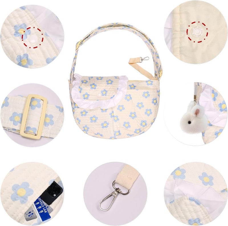 KASTWAVE Practical versatile construction Floral Print Pet Carrier Bag, for Small Dogs and Cats, Hands-Free Design, Lightweight Travel Clip-On Carrier Backpack, Airline Approved Soft Sided Small Pet Bag (Blue Floral, M) Water rust proof - Image 3