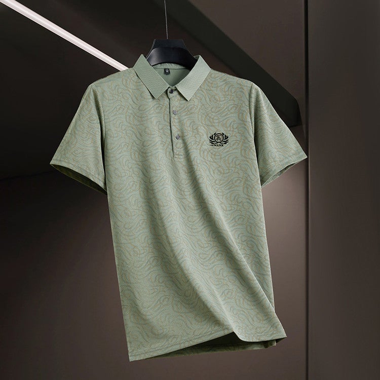Men's Casual Striped Embroidered Short Sleeve Polo Shirt Lightweight Loose Fit - Image 3
