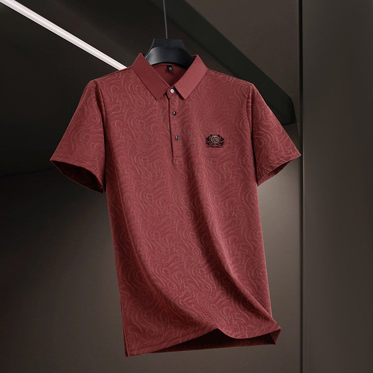 Men's Casual Striped Embroidered Short Sleeve Polo Shirt Lightweight Loose Fit - Image 5