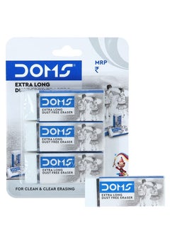 DOMS 3-Piece Extra Long Dust Free Erasers White  - Image 1