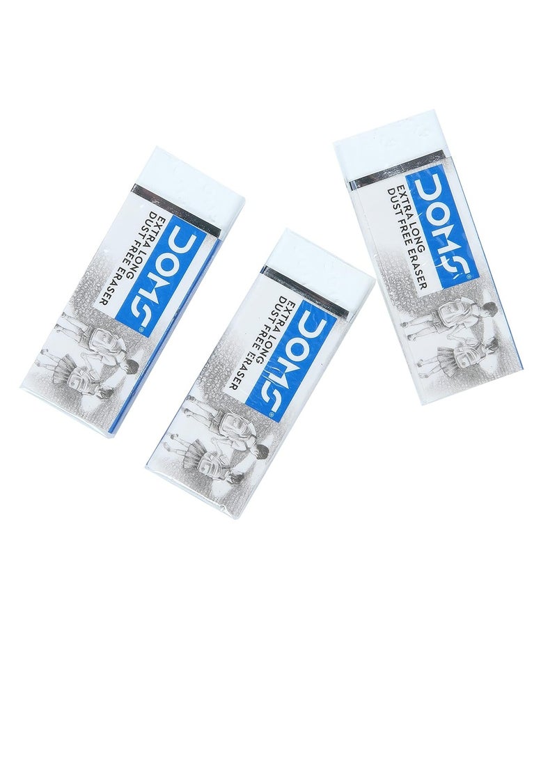 DOMS 3-Piece Extra Long Dust Free Erasers White  - Image 2