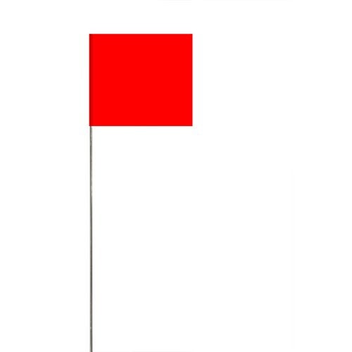 Swanson Tool Co. , Inc Swanson Tool Co FRG15100 2.5-Inch by 3.5-Inch Marking Flags with 15-Inch Wire Staffs, Red, 100-Pack - Image 1