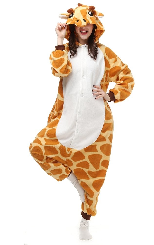 Comfy New Adult Giraffe Animal Onesie Halloween Cosplay Pajamas Costume Sleepwear Medium - Image 2