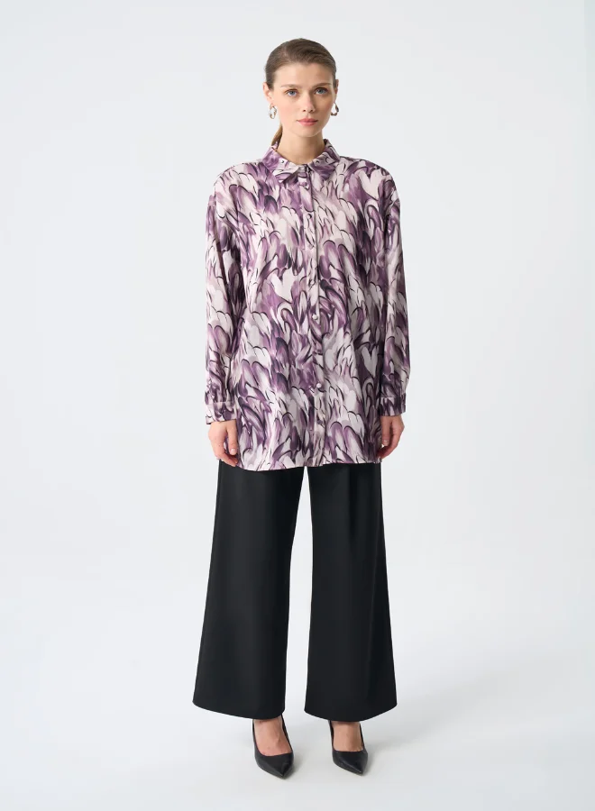MIZALLE MIZALLE ELLIPS PATTERNED SATIN TUNIC