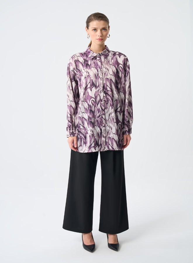 MIZALLE ELLIPS PATTERNED SATIN TUNIC - Image 1