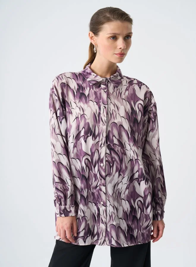 MIZALLE MIZALLE ELLIPS PATTERNED SATIN TUNIC
