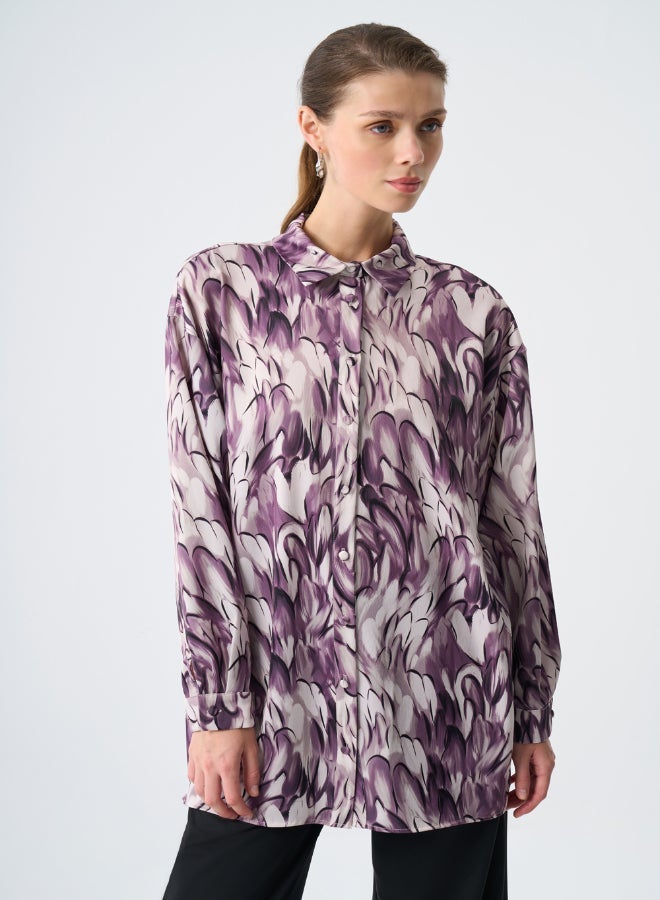 MIZALLE ELLIPS PATTERNED SATIN TUNIC - Image 1