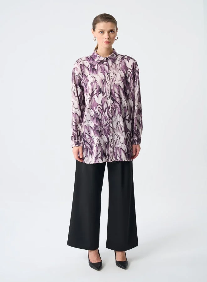 MIZALLE MIZALLE ELLIPS PATTERNED SATIN TUNIC