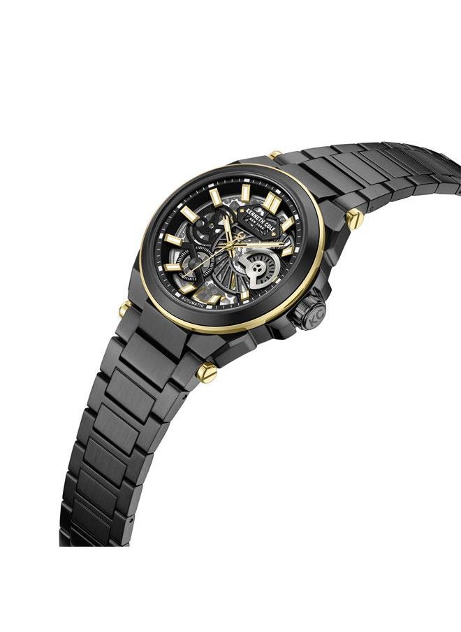 Kenneth Cole New York Downtown Men's 42mm Automatic Watch with Black Dial & Black Stainless Steel Bracelet  - Image 3