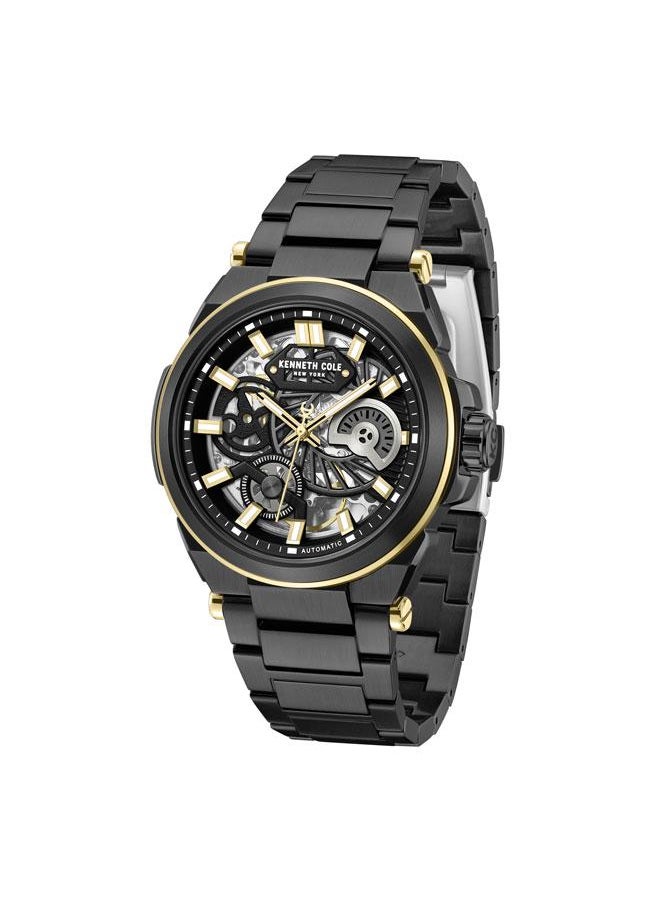 Kenneth Cole New York Downtown Men's 42mm Automatic Watch with Black Dial & Black Stainless Steel Bracelet  - Image 4