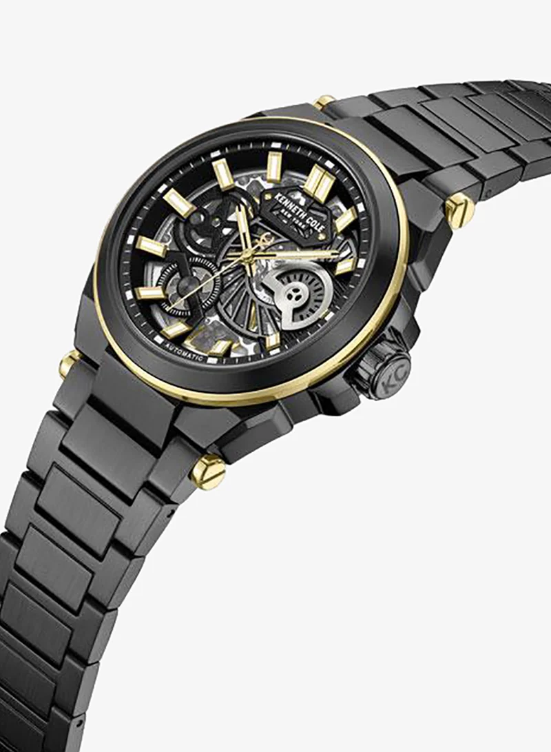 Kenneth Cole New York black Downtown Men's 42mm Automatic Watch with Black Dial & Black Stainless Steel Bracelet for Men | Best Price UAE