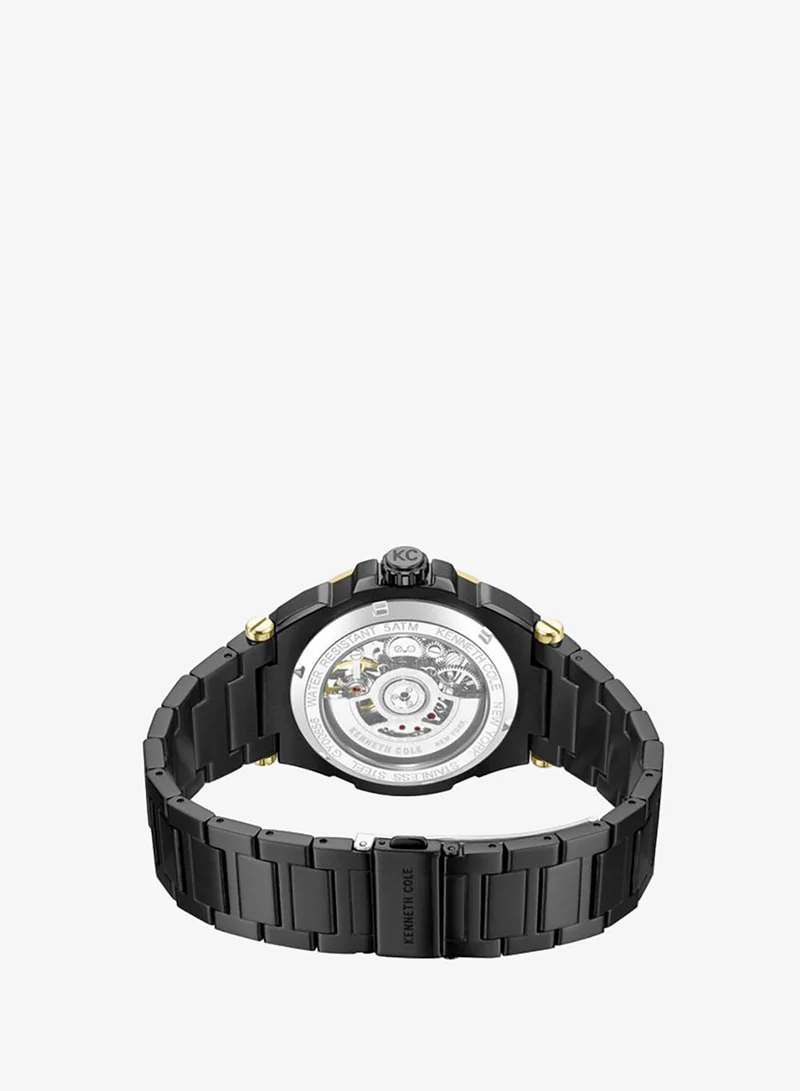 Kenneth Cole New York black Downtown Men's 42mm Automatic Watch with Black Dial & Black Stainless Steel Bracelet for Men | Best Price UAE