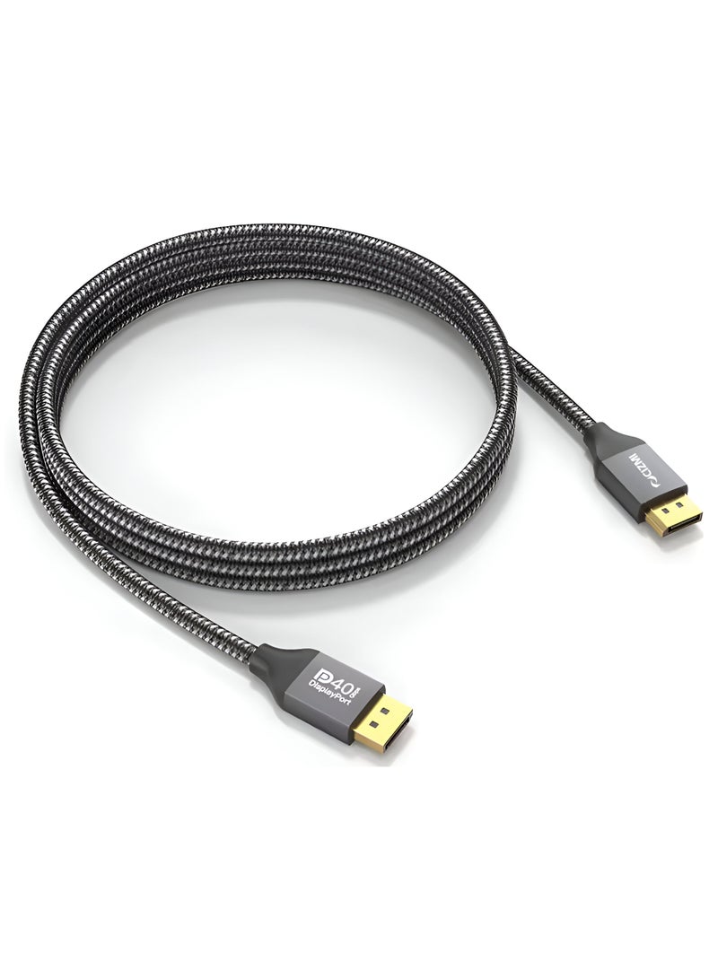 سيزمي ✦ كابل DisplayPort 2.1 [معتمد من VESA] بدقة 16K بجودة حقيقية، بدون قفل (Latch-Free)، تصميم مضفّر | DP40 Pro | سرعة 40Gbps UHBR10 | يدعم 16K / 8K / 4K Ultra HD، 8K@120Hz و4K@240Hz | موصلات مطلية بالذهب | ذكر إلى ذكر | بطول 2 متر، تصميم مضفّر بدون قفل - Image 2