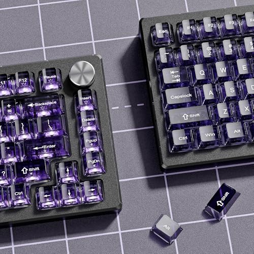 dagaladoo Purple Clear Keyboard keycaps,Transparent keycaps 60 75 100 Percent,Ceramic Jelly Key caps Set,Shine Through Key caps,Cherry Profile Key Caps for Mx Switches Mechanical Keyboard - Image 4