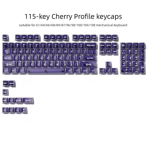 dagaladoo Purple Clear Keyboard keycaps,Transparent keycaps 60 75 100 Percent,Ceramic Jelly Key caps Set,Shine Through Key caps,Cherry Profile Key Caps for Mx Switches Mechanical Keyboard - Image 2