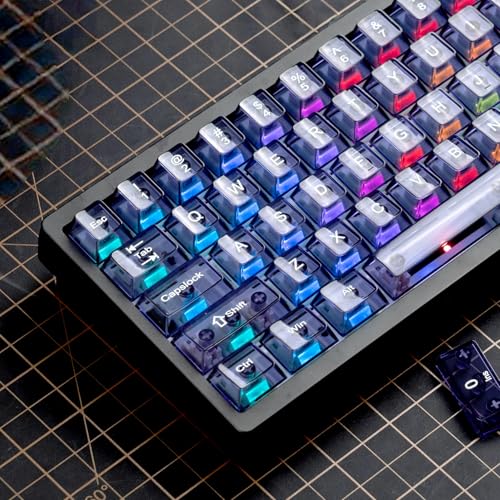 dagaladoo Purple Clear Keyboard keycaps,Transparent keycaps 60 75 100 Percent,Ceramic Jelly Key caps Set,Shine Through Key caps,Cherry Profile Key Caps for Mx Switches Mechanical Keyboard - Image 1